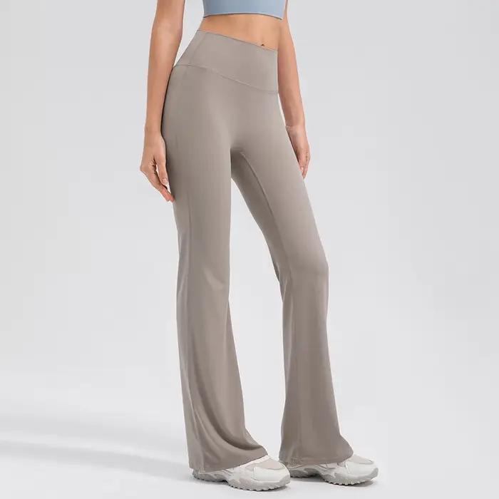Pantalon de yoga femme taille haute - Extensible doux évasé pour sport gym confort optimal