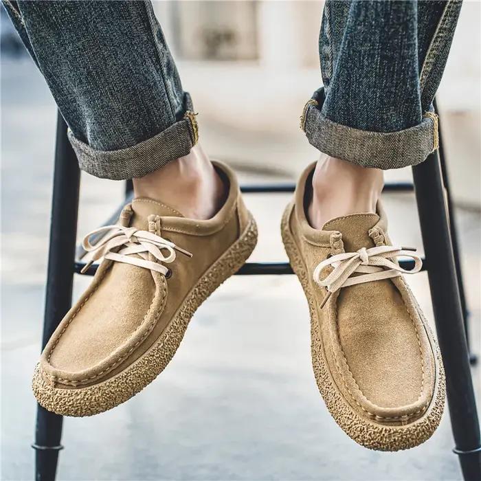 Chaussures toile légères hommes semelle daim - Marche décontractée respirante 2025