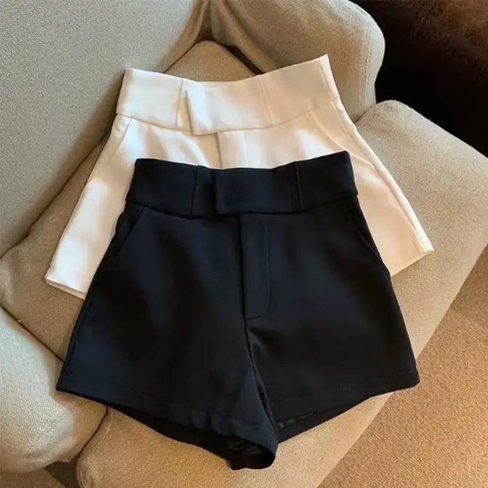 Shorts Mooyufon Noirs Harajuku Taille Haute Élégance Décontracté Pour Fille Chaude Pantalon Droit Occasions Spéciales