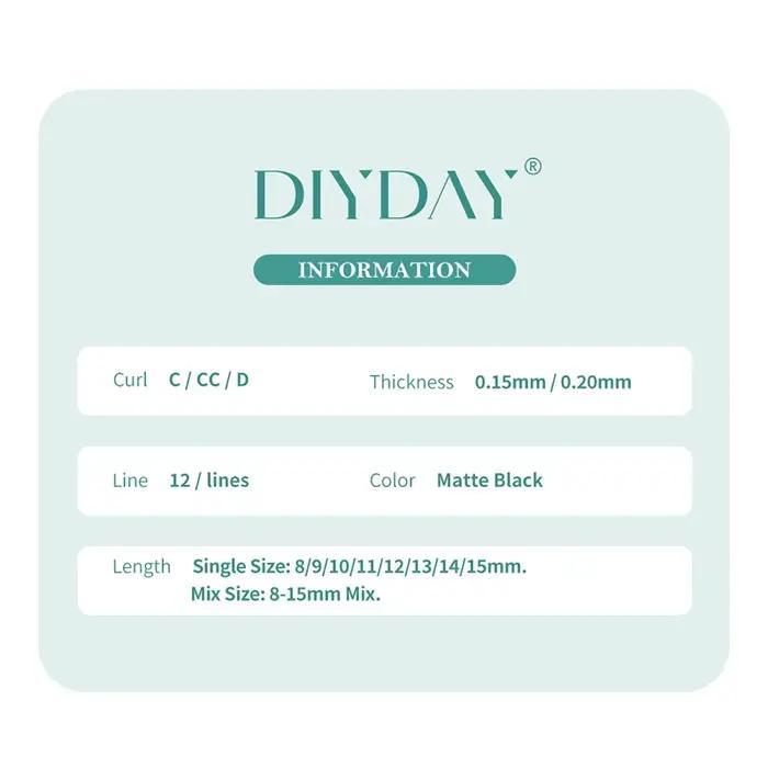 DIYDAY Ellipse Extensions de cils plats 0.15 0.20 cils plats individuels Super plus doux aspect natu