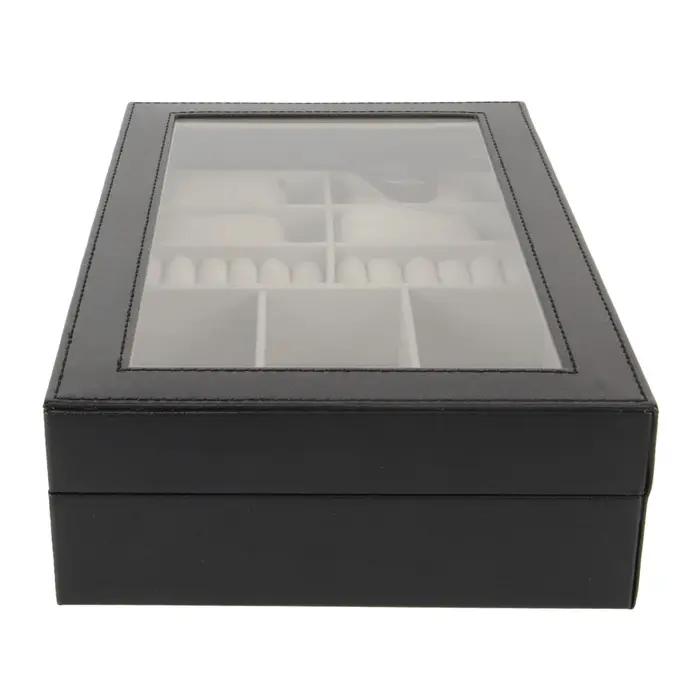 Boîte à bijoux pour hommes organisateur polyvalent pour montres lunettes et bagues avec décoration métallique pour rangement et protection des accessoires masculins