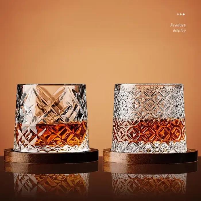 Verre à whisky avec Base, verres à whisky en cristal rotatifs, verre de brandy pour vin, verres pour