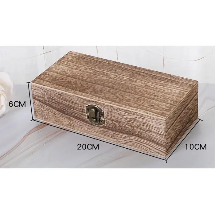 Boîte de rangement rectangulaire en bois, boîte à bijoux rétro, organisateur de bureau, conteneur à
