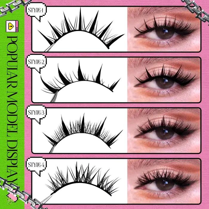 GROINNEYA Manga cils style mixte 5/9/20 paires 3D 6D 8D cils de vison cils naturels doux croix vapor