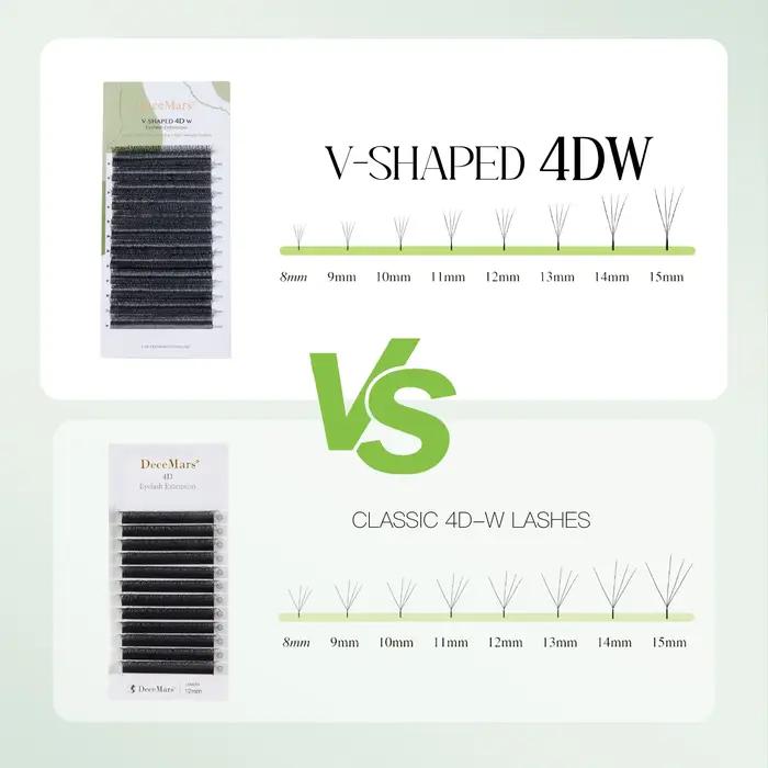 DeceMars extensions de cils 4D en forme de V noir mat 12 rangées/plateau pour le maquillage