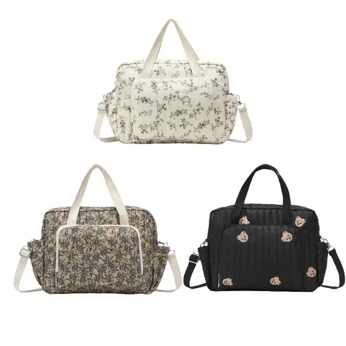 Sac de rangement suspendu universel pour poussette, grande capacité, joli sac à couches brodé et fou