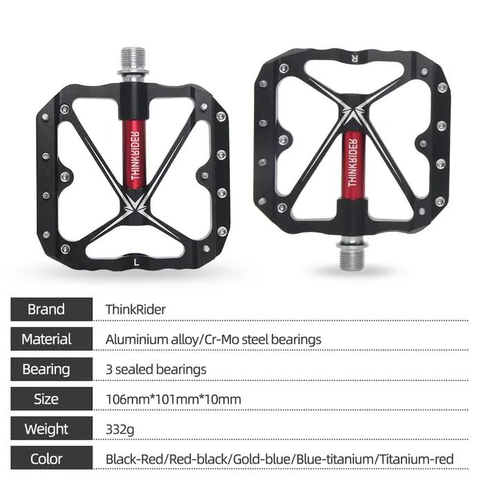 ThinkRider pédales de vélo plates vtt route 3 roulements scellés pédales de vélo pédales de VTT larg