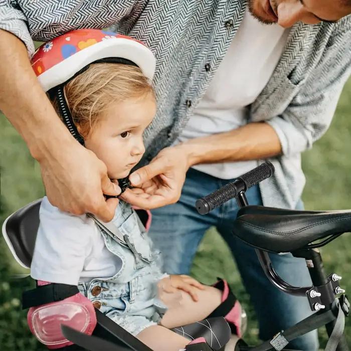 Siège arrière de vélo pour enfant avec poignée accoudoirs repose-pieds tapis de siège dossier intégré sécurité confort vélo enfant randonnée quotidienne