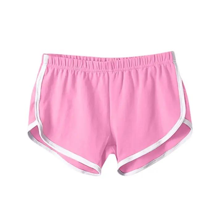 Short de sport pour femmes, couleur bonbon, Anti-vide, slim, décontracté, taille élastique, pantalon