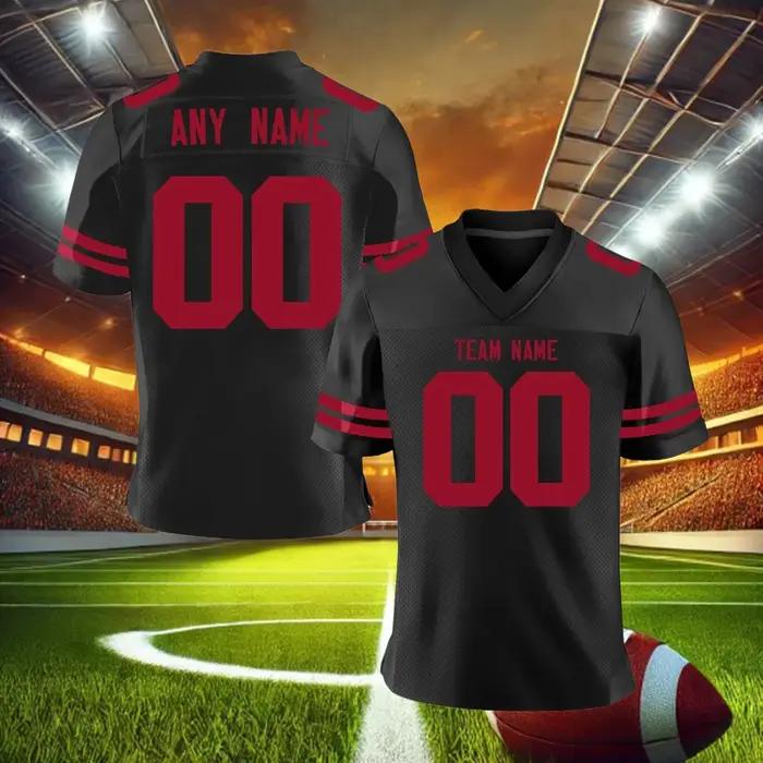 Maillot Football Américain Personnalisé Rouge - Numéro Nom Équipe Imprimé Homme Femme Jeune