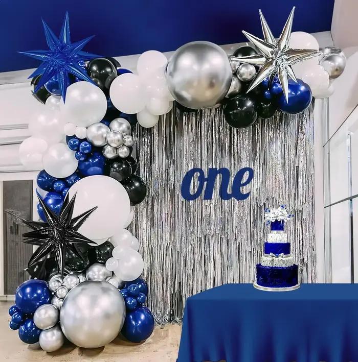 6/12 pièces noir argent coloré gouttelette d'eau ballon Explosion étoile feuille ballons pour annive