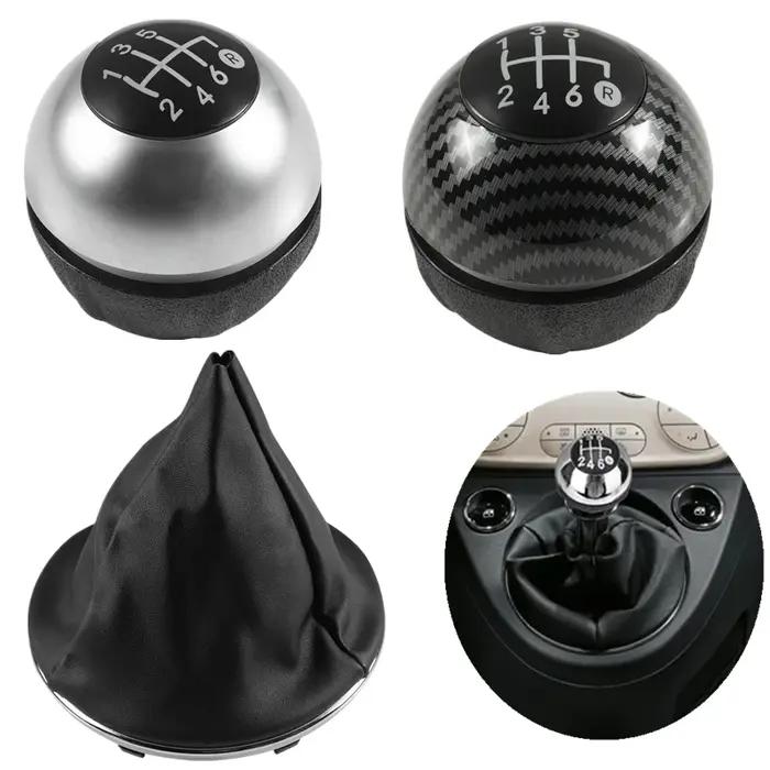 Pour Fiat 500 500C 2007-2018 5/6 vitesses pommeau de levier de vitesse Sitck tête en cuir guêtre bot