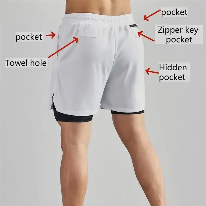 Short de course serré extensible pour hommes, Short de sport 2 en 1, bas d'entraînement, Fitness, Jo