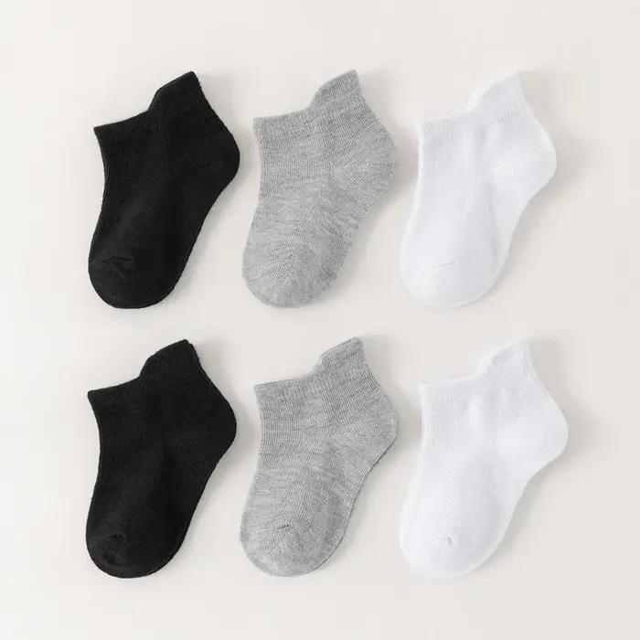 6 paires de chaussettes pour enfants, chaussettes blanches pour bébés garçons et filles