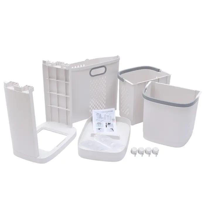 Mir à linge à 3 niveaux, support pour vêtements sales, panier de rangement pour lavage, chariot de r