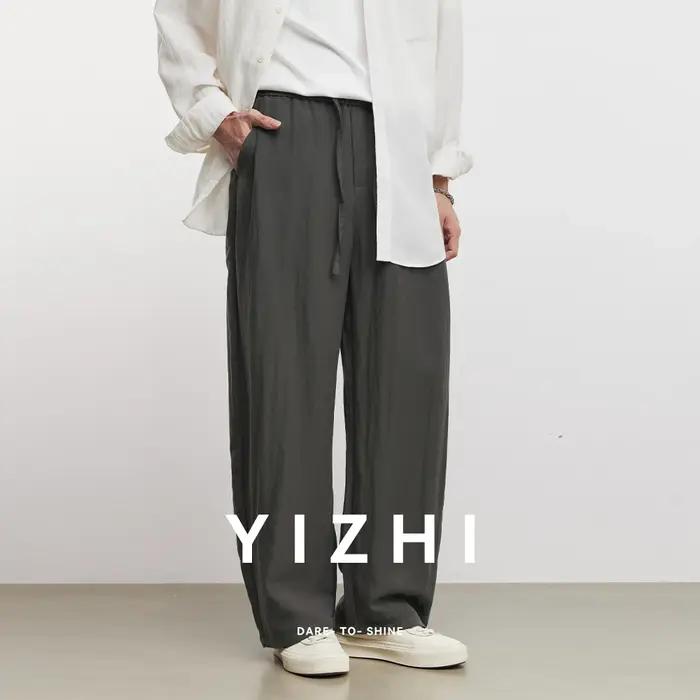 Pantalon large en lin et lyocell pour homme, style scimitar, nouvelle collection printemps-automne 2