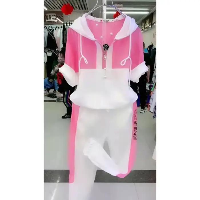 Survêtement femme 2026 ample décontracté à manches courtes haut à capuche pantalon deux pièces ensemble Sweat costume pour femmes vêtements occasions spéciales