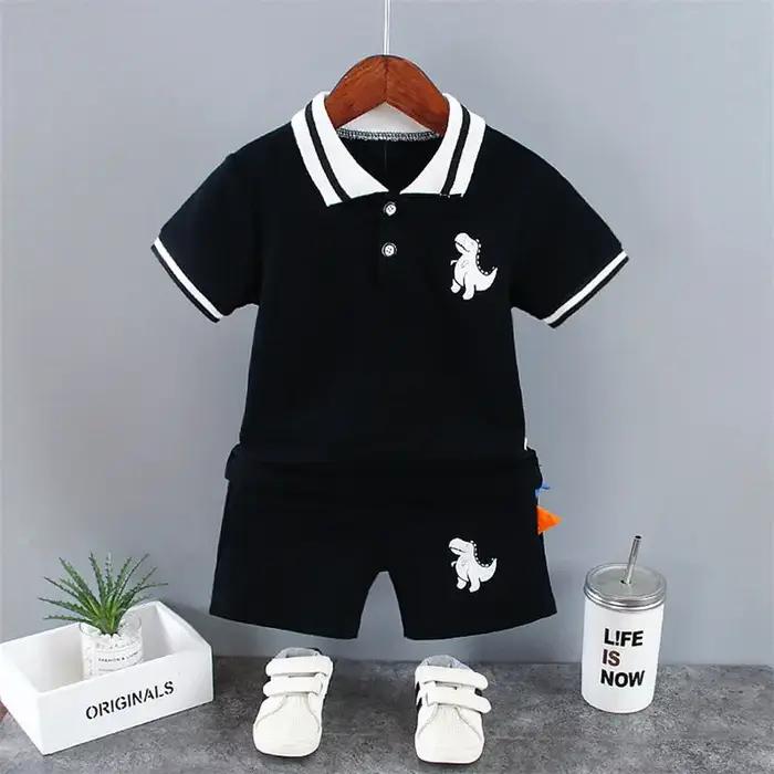 Été bébé garçon vêtements décontractés dessin animé dinosaure T-Shirt pantalon court 2 pièces/ensemb