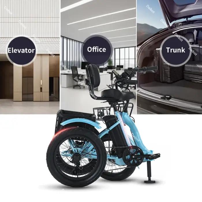 Vélo électrique pliable tricycle adulte 18 pouces 350W assistance motorisée panier batterie amovible pour personnes âgées déplacements quotidiens