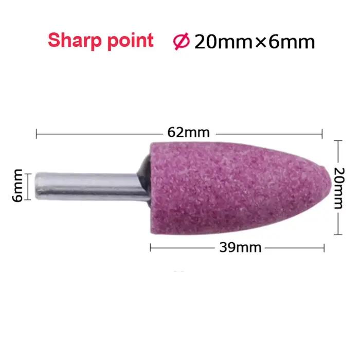 Tête de meulage conique en corindon rouge, tige de 6mm, pour le polissage et l'élimination de la rou