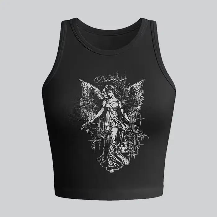 Punk Emo Girls Y2K Style Gothic Y-Women Short Sexy Casual Sling, Précieux Top, Lettre d'été, Vêtemen