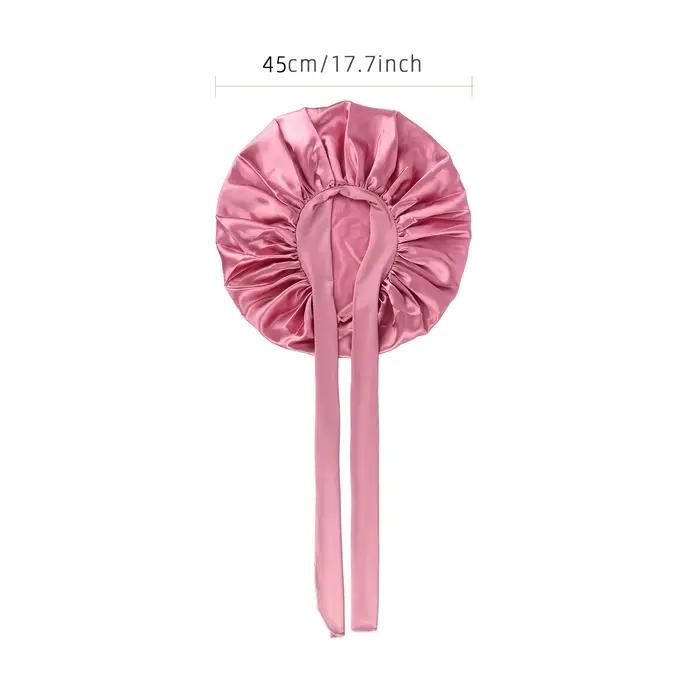 Grand Bonnet en Satin pour femmes, Bonnet de nuit soyeux avec bandeau à nouer extensible, bonnet de