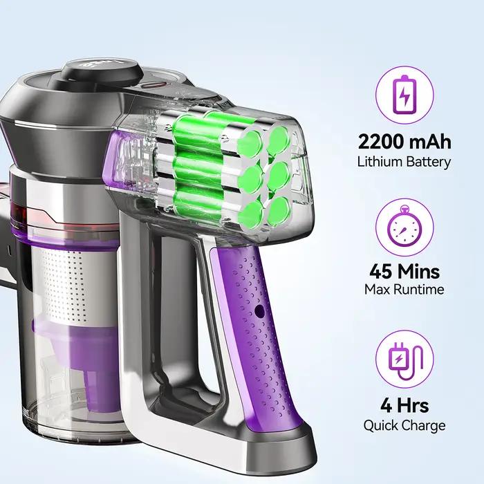 INSE-Aspirateur sans fil avec batterie aste, aspirateur à anciers injuste, violet, 6 en 1, 2200mAh