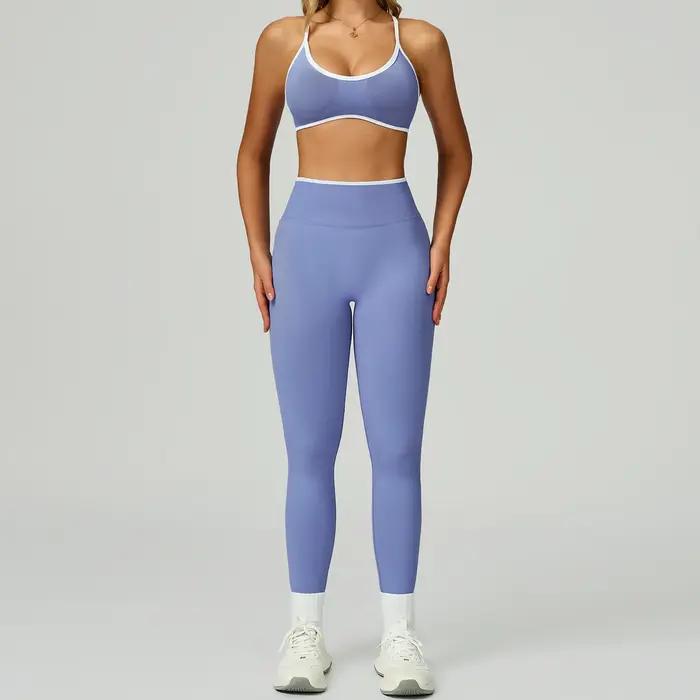Ensemble de yoga 2 pièces sans couture pour femme, tenue de sport sexy à manches longues et crop top