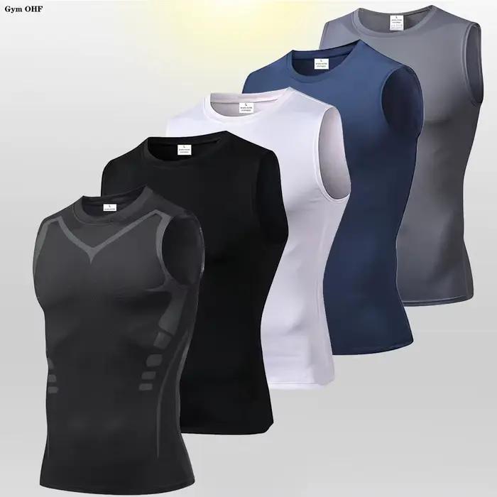 Hommes séchage rapide course T-Shirts Compression gilet sans manches séchage rapide Jersey chemise d