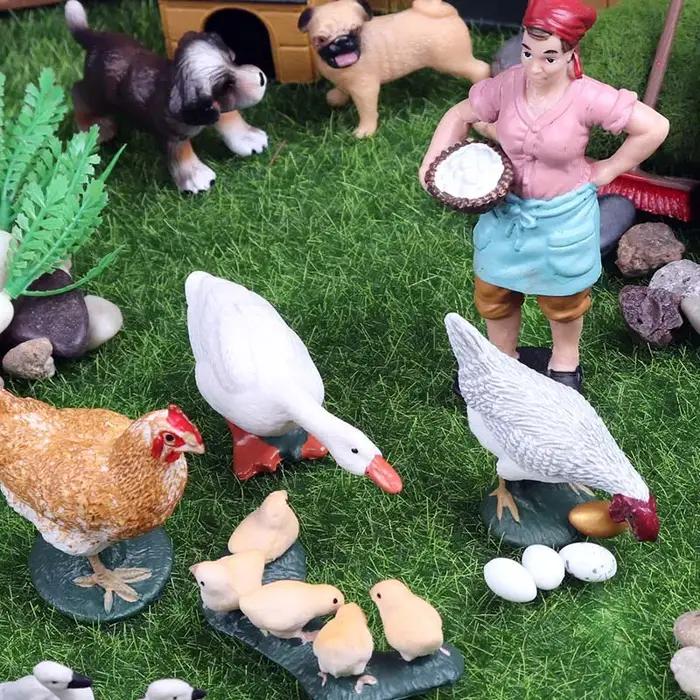 Oenux nouveau modèle de personnes fermières Simulation personnel de ferme mangeoire figurines d'acti