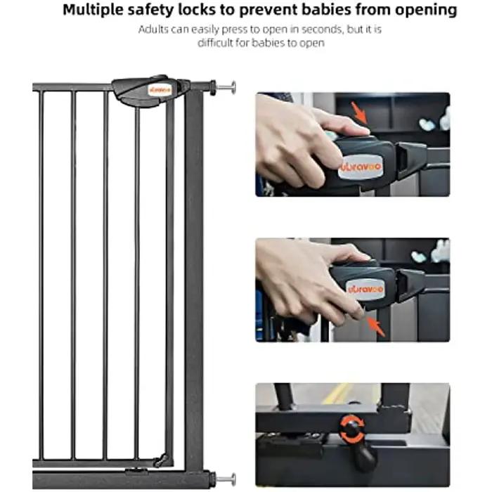 Ubravoo Porte Bébé, Pour Porte et Escalier, Hauteur 100 cm, Porte Blindée, Fermeture Automatique,Tri