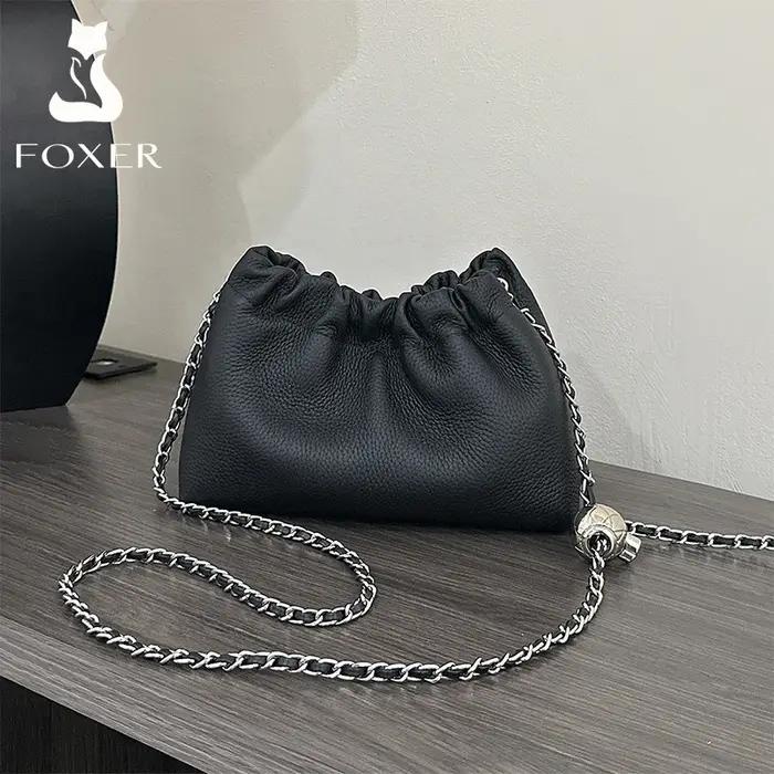 Sac bandoulière chic et compact FOXER 2026 pour femme en cuir véritable, mini sac à bandoulière tend
