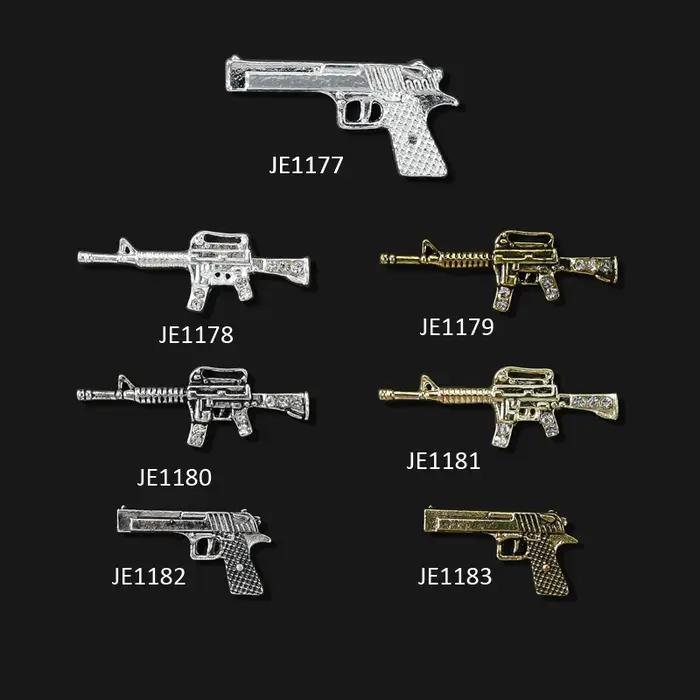 10 pièces/lot 3D alliage Punk pistolet pistolet Nail Art breloques métal rétro or/argent pistolet fo