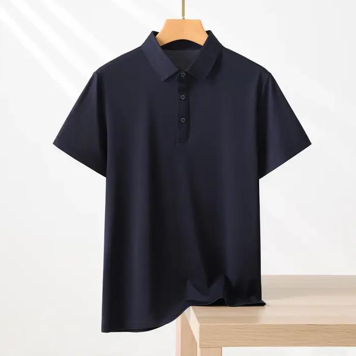 T-shirt Polo Homme Couleur Unie Manches Courtes Été Décontracté Ample Tendance Laisel Modal Tricoté