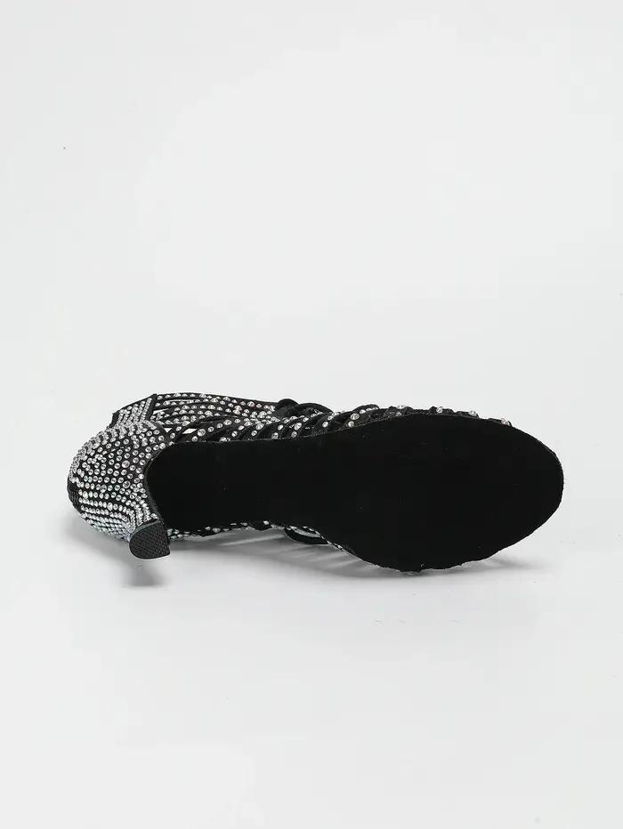 Ailove chaussures de danse à talons hauts de 7.5CM confortables en cristal satiné pour femmes, chaus