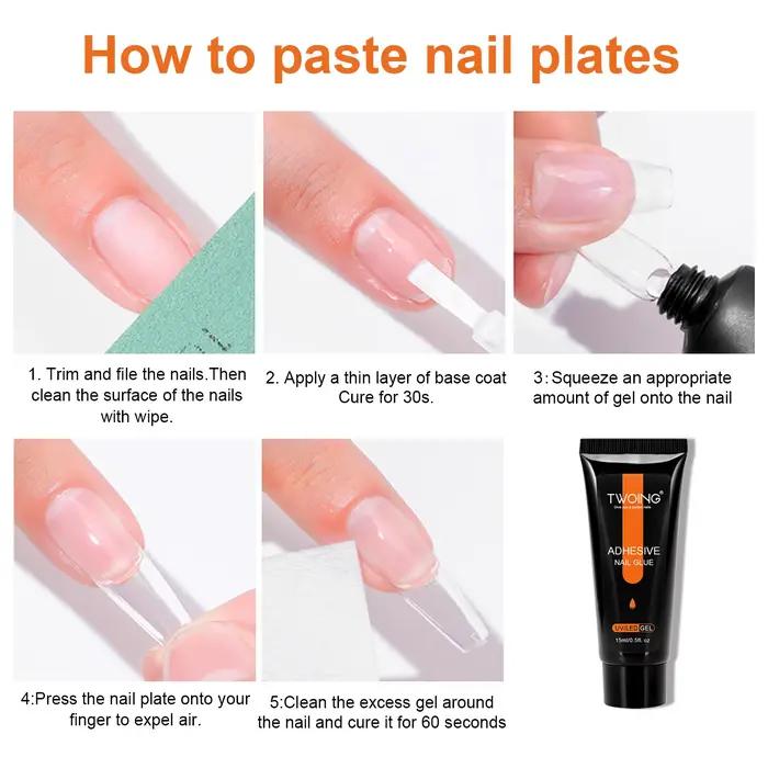 Colle pour faux ongles Gel, colle adhésive forte pour faux ongles et presse sur les ongles, strass e