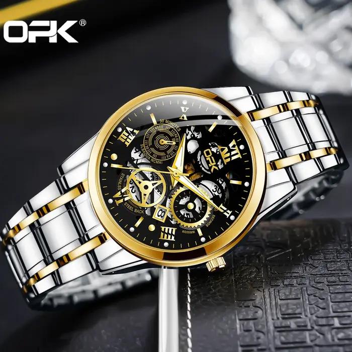 OPK8135-montre pour hommes, bracelet en acier avec lueur nocturne étanche