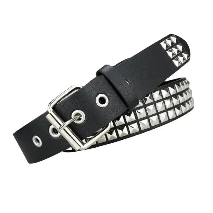 Nouvelle ceinture à rivets carrés 2026, ceinture en métal à pyramides, ceinture punk pour hommes et