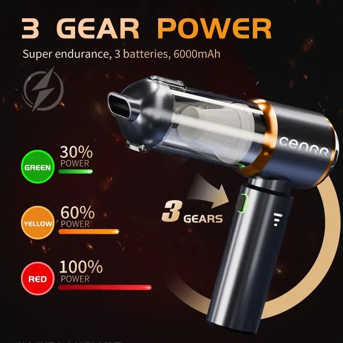 CENRR Mini aspirateur de voiture sans fil puissant nettoyeur de voiture sans fil aspirateur Portable