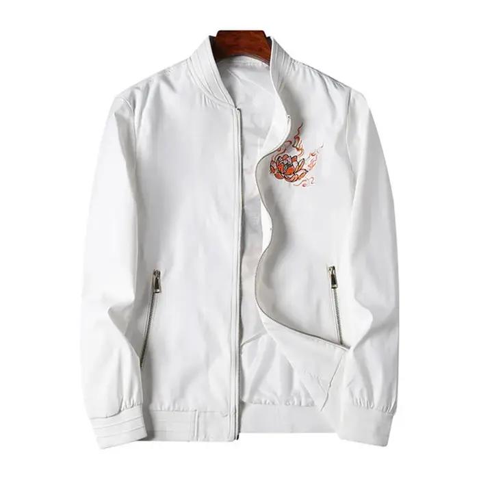 Blouson Bomber Brodé Sukajan pour Homme, Veste de Vol Kirin, Manteau Décontracté Harajuku à Manches