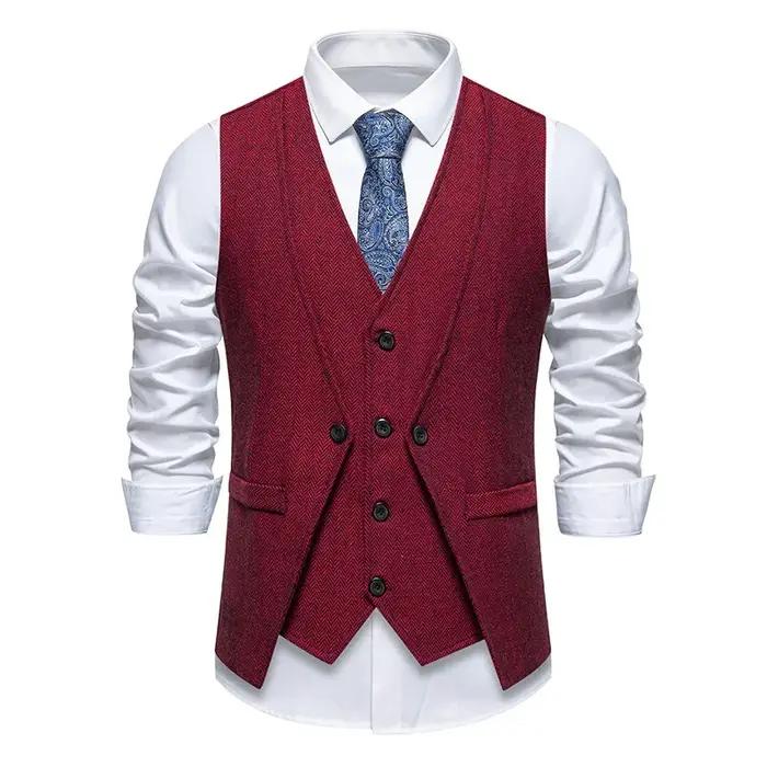 Gilet Blazer Élégant Vintage pour Homme, Effet Deux Pièces, Tenue de Cérémonie, Mariage, Fête, Robe
