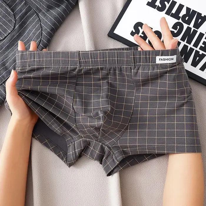 Sous-vêtements pour hommes respirant ample taille moyenne Sexy Plaid Homewear culottes coton confortable Boxer Shorts élastiques hommes caleçons
