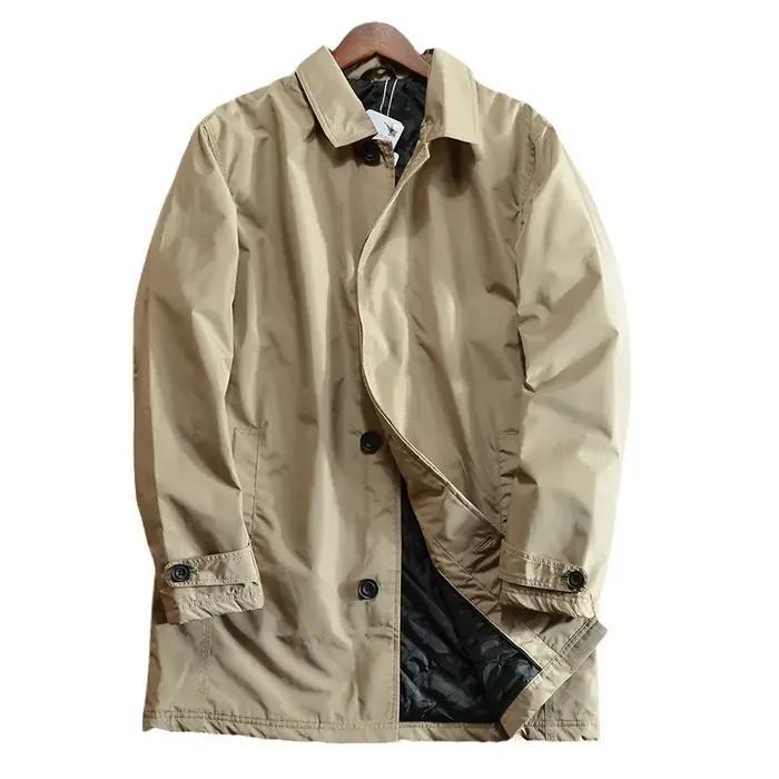 Veste coupe-vent pour homme printemps-automne, col rabattu vintage, simple boutonnage, trench-coat m