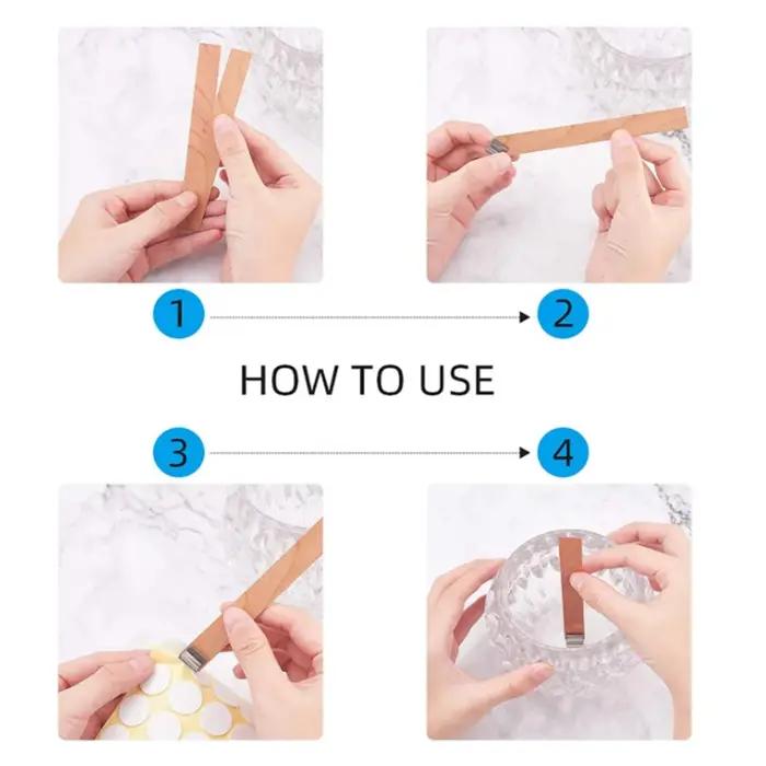 Ensemble de mèches de bougie en bois sans fumée avec base à clip, pot de paraffine bricolage, fourni