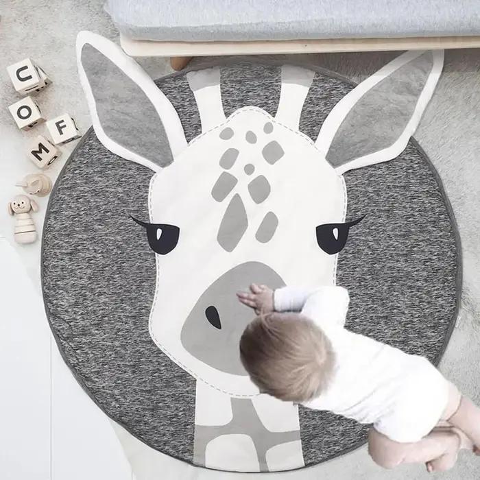 Tapis pour bébé, couverture de ramper pour nourrissons, tapis de jeu en coton, tapis rond à motif d'