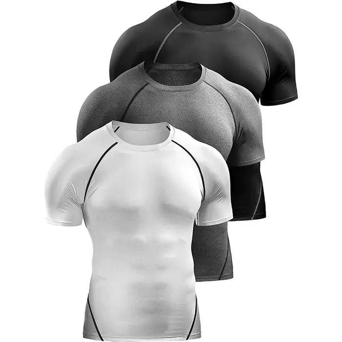 T-shirt de compression homme 2025 pour course d'été - Élastique et séchage rapide - Haut athlétique