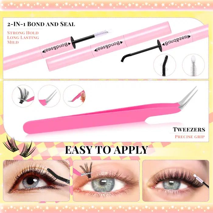 FQB – Kit de grappes de cils Manga, avec liaison et joint de cils, Extensions de cils, plateau mixte