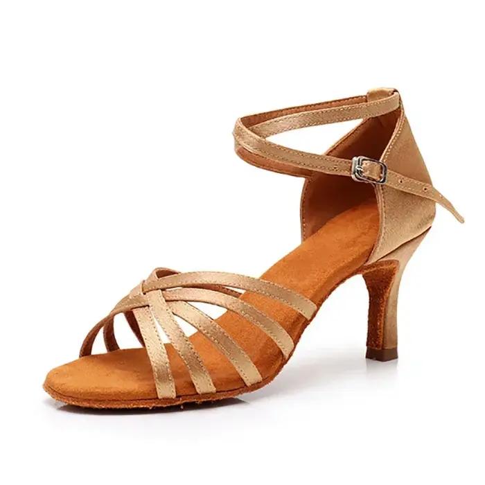 TOVEKIN-Chaussures de danse latine en satin pour femmes, talon à nœud professionnel, salsa, tango, s