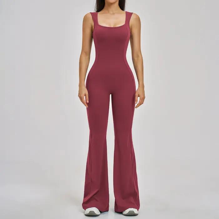 Ensemble de yoga pour femme, combinaison de sport une pièce à dos élégant, tenue de fitness athlétiq