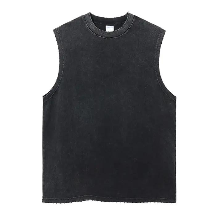 Débardeur Vintage en coton délavé à l'acide pour hommes et femmes, gilet de sport, d'entraînement, d